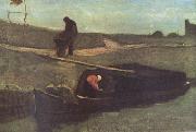 Vincent Van Gogh Peat Boat with Two Figures (nn04) oil painting on canvas
